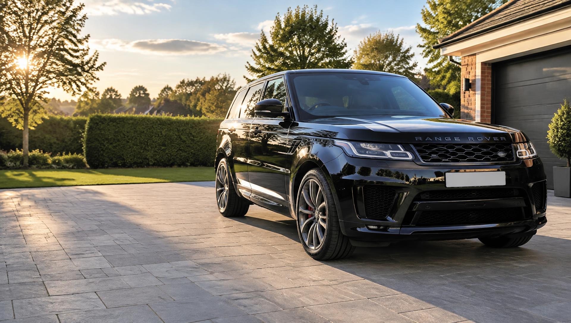 Freshly washed glossy black Range Rover Sport in Manchester